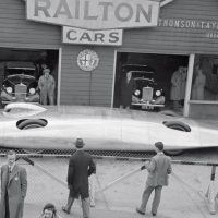 BARC Easter Meeting Brooklands April 1938 Reid Railton’s (1895-1977) stunning Land Speed Record car with temporarily exposed wheel tops made its public debut outside the Thomson & Taylor showroom at Brooklands. Known as the Railton Special, it was powered by two old in-line Napier Lion W12 aircraft engines donated by sportswoman, oil millionairess, and tattooed lesbian Marion Carstairs, a close friend of Malcolm Campbell, and sourced from her speedboat Estelle V. The Special broke the World Land Speed Record twice before the war leaving it at 369.70 mph as set by John Cobb at Bonneville, Utah, on August 23, 1939.