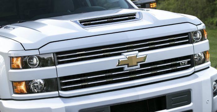 Marked by a stylish yet functional hood scoop, Chevy's new air intake system provides 60 percent of the air to the Duramax diesel engine from an inlet at the front of the hood. The air provided to the engine is very close to the outside ambient temperature but much cooler than the air under the hood. Photo: Chevrolet