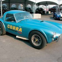 This is CSX2019, which was originally a Shelby PR car. It appeared as Elvis Presley’s red no. 98 Cobra race car in Viva Las Vegas, then was returned to Shelby American where it soon became the first factory Dragonsnake Cobra. It now resides in the Shelby American Collection museum. Jeff Burgy