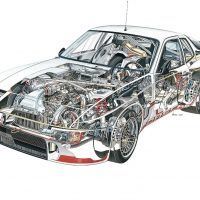 Weissach engineers began to develop the 1980 Le Mans 924 car in October 1979. Diligent effort in the wind tunnel reduced drag to 0.35. Porsche entered three cars, one each with German, British, and American drivers. Photo: Porsche Archive