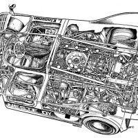 The Typ 917/51 engine in Leo Kinnunen’s 917-10 Interserie entry, shown in this cutaway drawing, produced 1,000 horsepower at 7,800 rpm from 4,998cc. It developed 730 poundsfeet of torque at 6,400 rpm and gave Kinnunen the Interserie championship in 1972 and 1973. Photo: Porsche Archive
