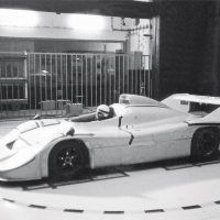 In advance of the 1977 Le Mans trials, Singer and Flegl returned to the wind tunnel. Here, on a 936/76 chassis, they experimented with a long nose and low, flat air box. For the race, they used the tall one. Photo: Porsche Archive
