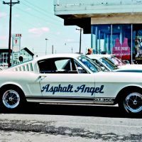 Back in the day before these were $300,000 cars, some people didn’t think twice about naming their GT350s . . . and painting said name on the side as the “Asphalt Angel” demonstrates. Photo: SAAC Archives.