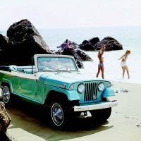 For 1967 Jeep introduced the Jeepster and Jeepster Commando series, which included convertible, roadster, station wagon, and pickup models. Shown here is the top-line Jeepster convertible, along with three very lovely ladies.