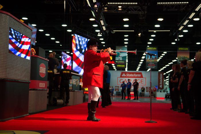 Kentucky Derby’s official bugler Steve Buttleman playing the National Anthem. Photo: Maggie Pinke, courtesy of Mecum Auctions.