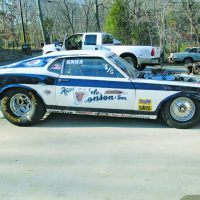 Lars Ekberg purchased an old drag car from his friend who told him it was a sister car to Bob Gliddon’s Mustang. Well, it was actually Don Nicholson’s Prostock mustang! Photo: Tom Cotter.