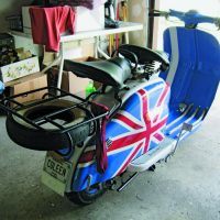 He restored the scooter in a “mod” British motif and presented it to his wife, Colleen, as a surprise. It runs and rides great. Photo: Michael Blackburn.
