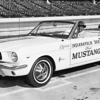 Benson Ford piloted the Mustang pace car around the track at Indianapolis during the start of the 48th running of the annual 500-mile spectacular on May 30, 1964. Photo: Ford Motor Company.