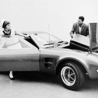 The mid-engine, two-seat Mach 2, which debuted at the 1967 Chicago auto show, relied on various stock Mustang components. Designed by Gene Bordinat and built by Roy Lunn’s team, this sporty machine was created under order of Donald Frey as a possible replacement for Carroll Shelby’s 427 Cobra. Photo: Ford Motor Company.
