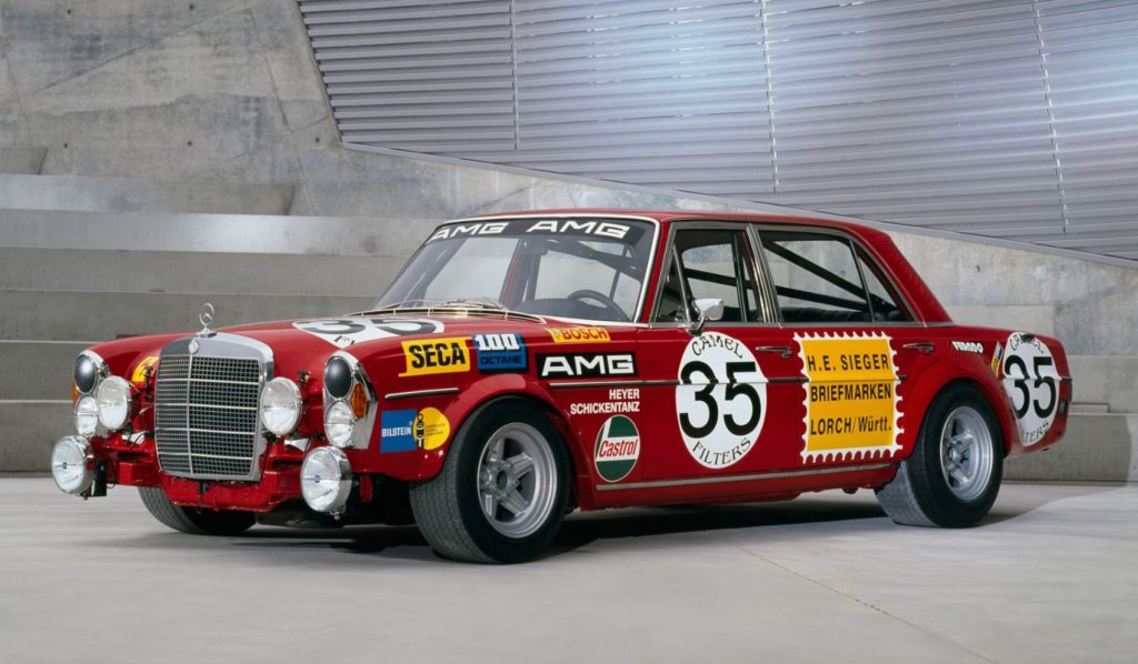 The famous "Red Pig" racing car, a Mercedes-Benz 300 SEL 6.3, helped secure AMG's reputation in Motorsport.