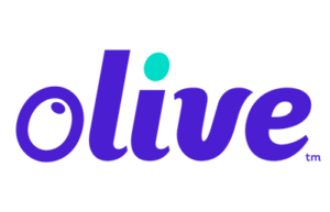 Olive is a new player in the used car warranty market. This is their purple and mint-colored logo which says Olive in lowercase script.