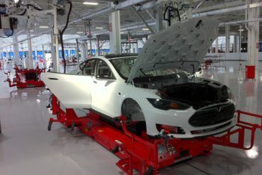 2012 Tesla Model S body in factory