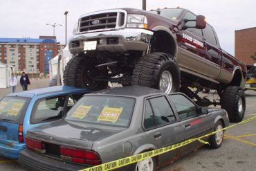 truck over cars