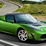 Green Tesla Roadster