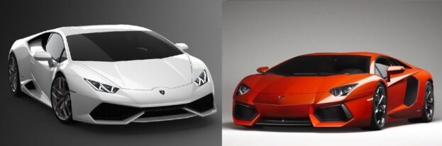 Huracan on left, Aventador on right