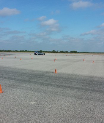 Me taking a run in the 3 Series and making the tight turns as laid out by the cones. 