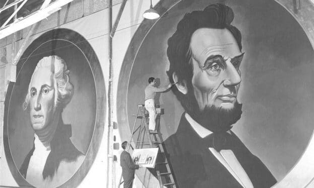 Washington e Lincoln ritratti Chicago Auto Show 1950