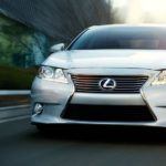 2015 Lexus ES hybrid exterior front driving starfire pearl overlay