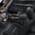 2015 Lexus ES hybrid interior black leather bamboo trimmed stearing wheel overlay