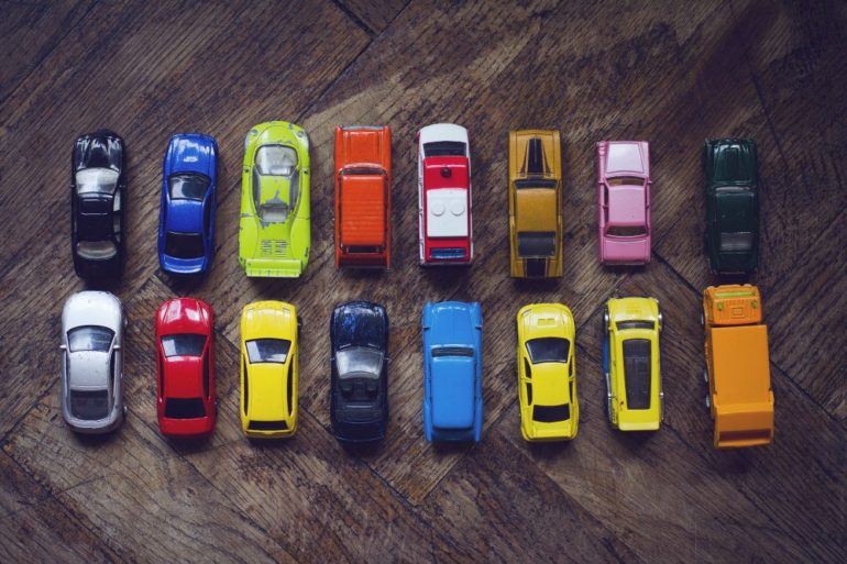 assorted colorful car collection on floor PJP6SNN