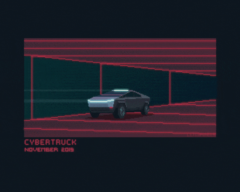 Pixel Art Tesla Cybertruck