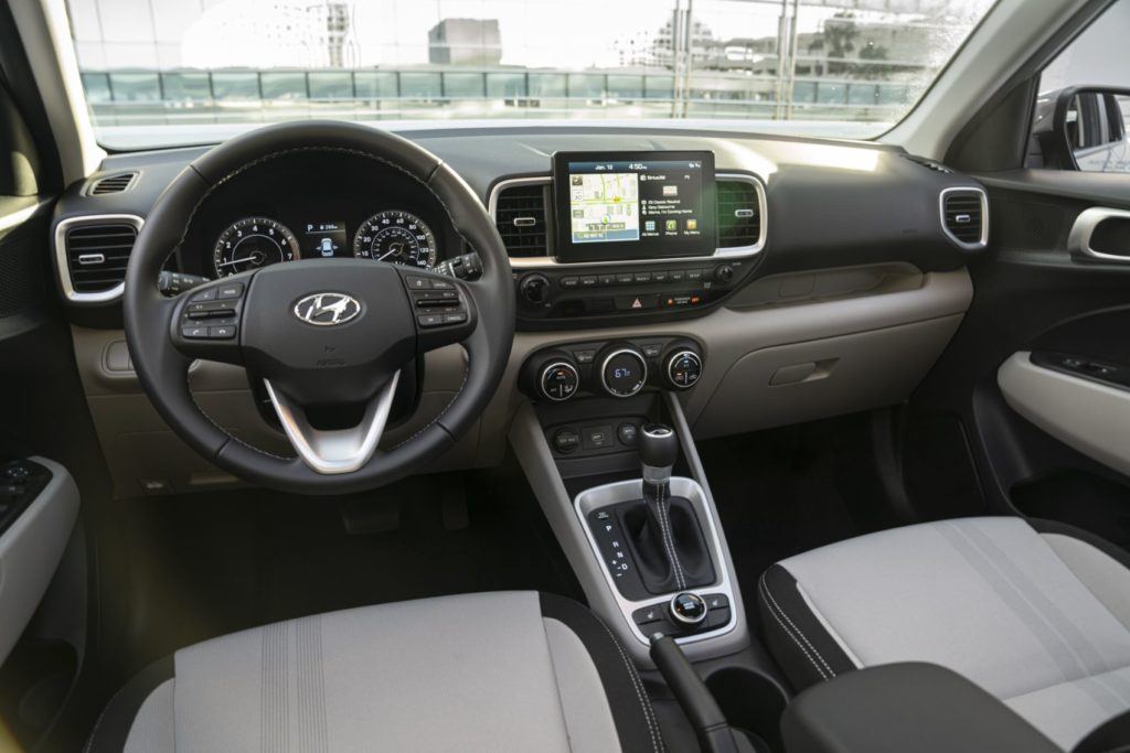2020 Hyundai Venue interior layout.