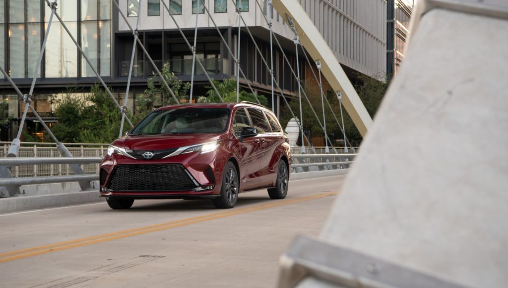 2021 Toyota Sienna XSE in Ruby Red Flare Pearl.