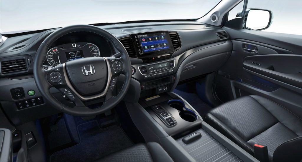 2021 Honda Ridgeline interior layout.