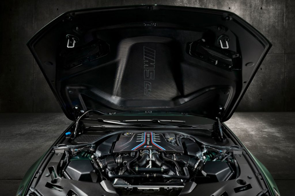 2022 BMW M5 CS Sedan under the hood.