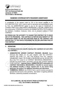 a sample contract to help provide context for carshield reviews