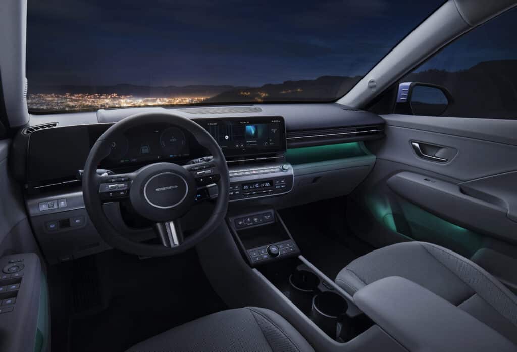 2024 Hyundai Kona Electric interior layout.