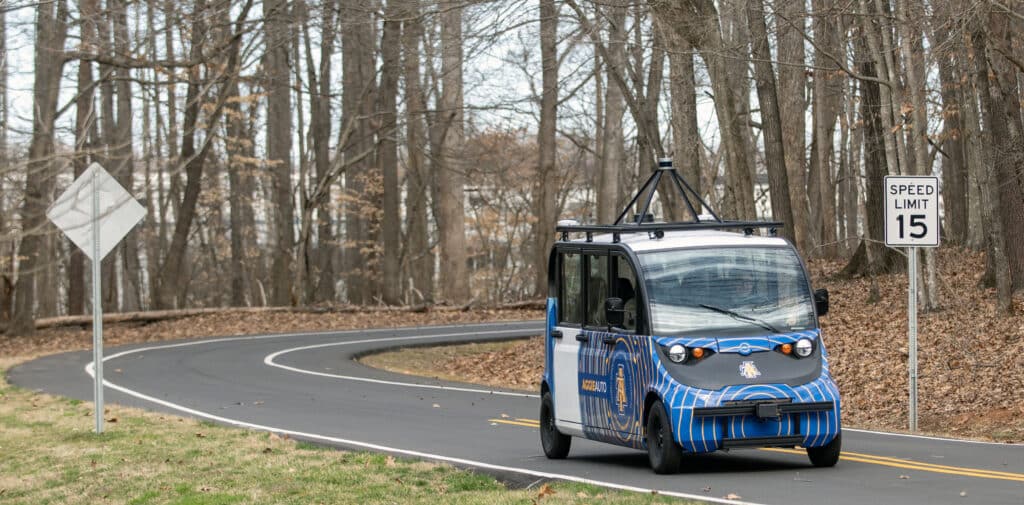 nc a&t self-driving car on the rural test track