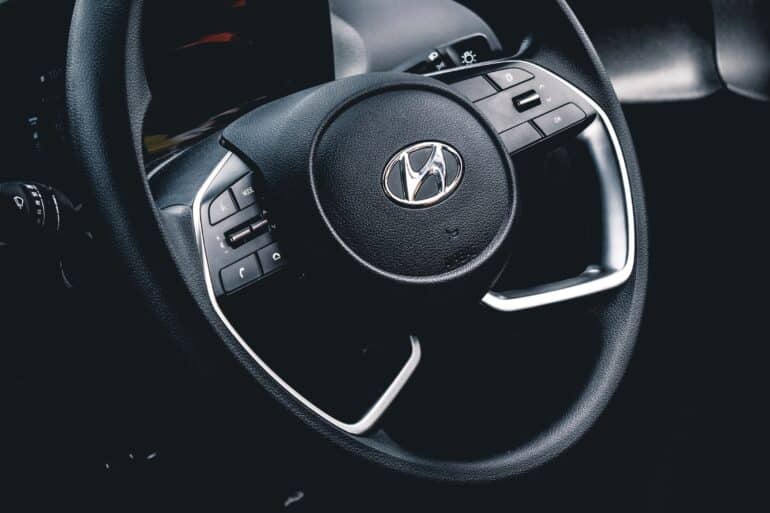 the steering wheel of a hyundai vehicle