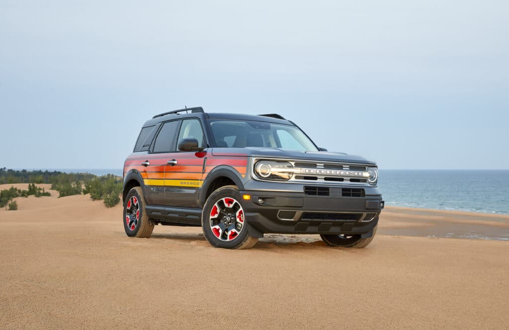 2024 Bronco Sport Free Wheeling in full view on a beach 