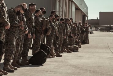 military members standing in line