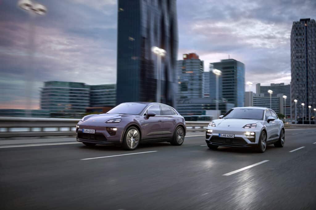 2024 Porsche Macan 4 (left) and Macan Turbo (right).